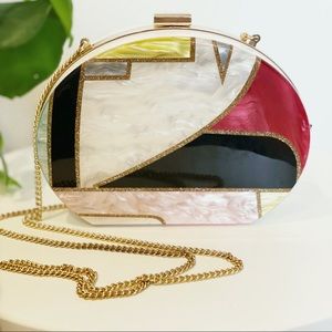 Zara Art Deco evening clutch purse